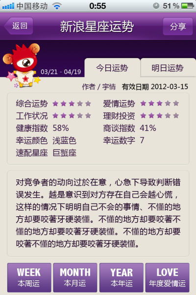 新浪星座今日運(yùn)勢(shì)查詢