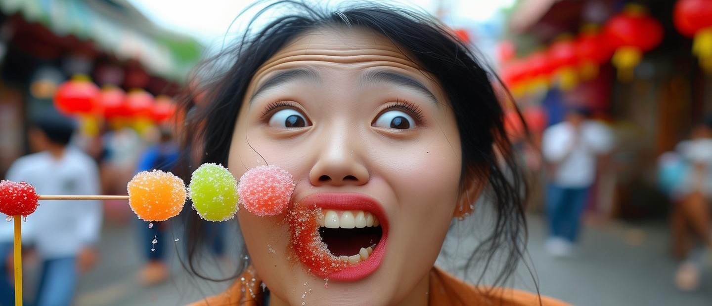 女生吃糖葫蘆被粘掉兩顆牙的事件