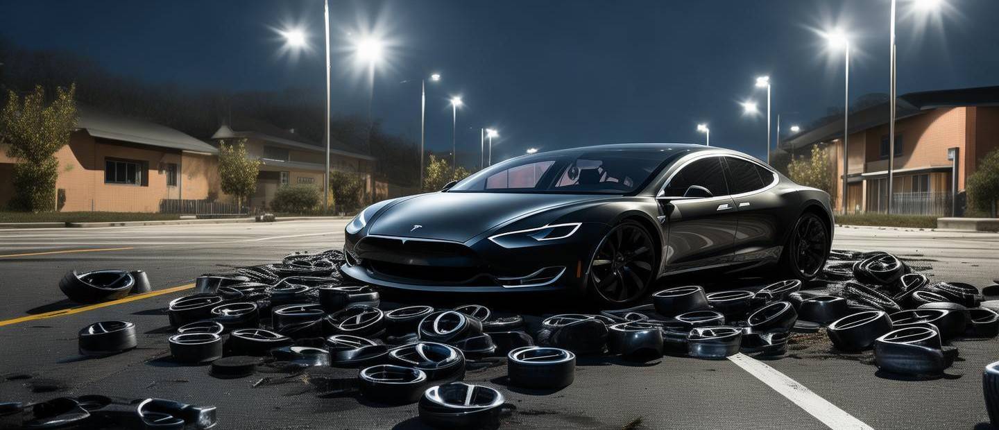 美停車場驚現(xiàn)特斯拉車輪大盜案，44個輪子一夜之間全失竊