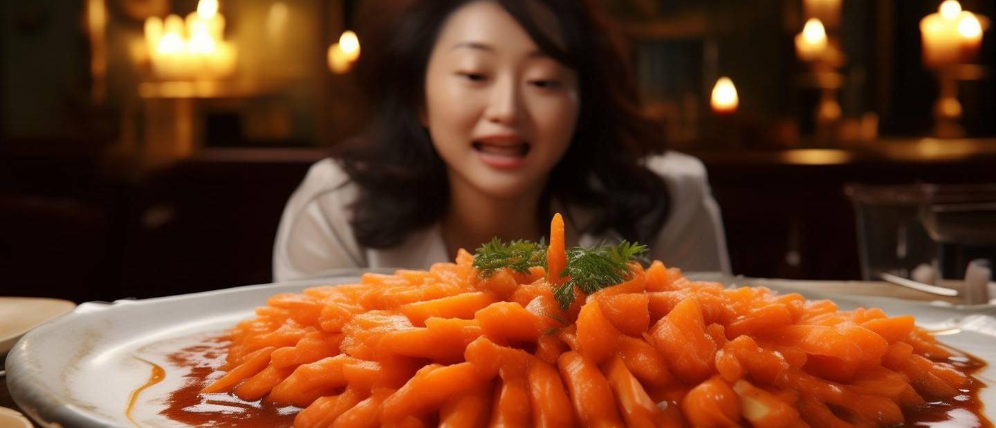 張馨予的獨(dú)特晚餐，胡蘿卜蘸辣椒面的美味探索