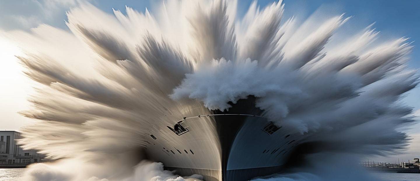 福建艦旁巨型水花的震撼瞬間